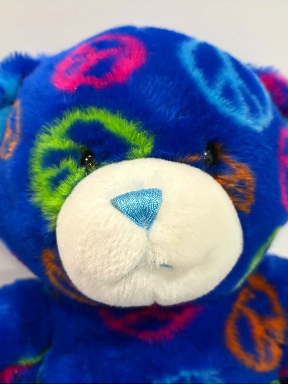 Build‎ A Bear Workshop Peace Sign Teddy Bear Plush Royal Blue Retired